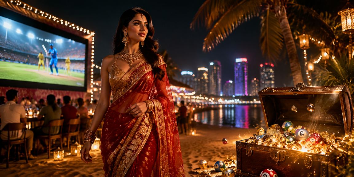 Indian woman betting on cricket using mobile device